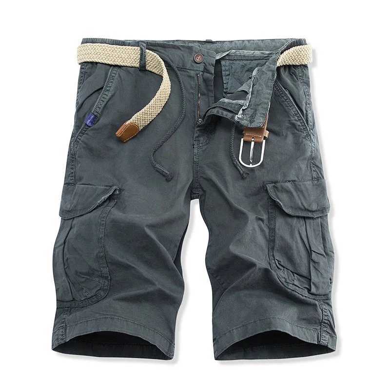 2023 Summer Mens Baggy Multi Pocket Shorts Military Goods Casual Mens Cotton Khaki Mens Tactical Shorts Versatile Solid Pants W250705
