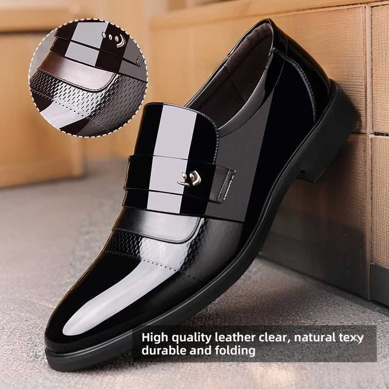 Leather Shoes for Men Wedding Formal Oxfords Business Casual Office Work Shoes for Men Classic Luxury Pointy Mens Dress Shoes W250716