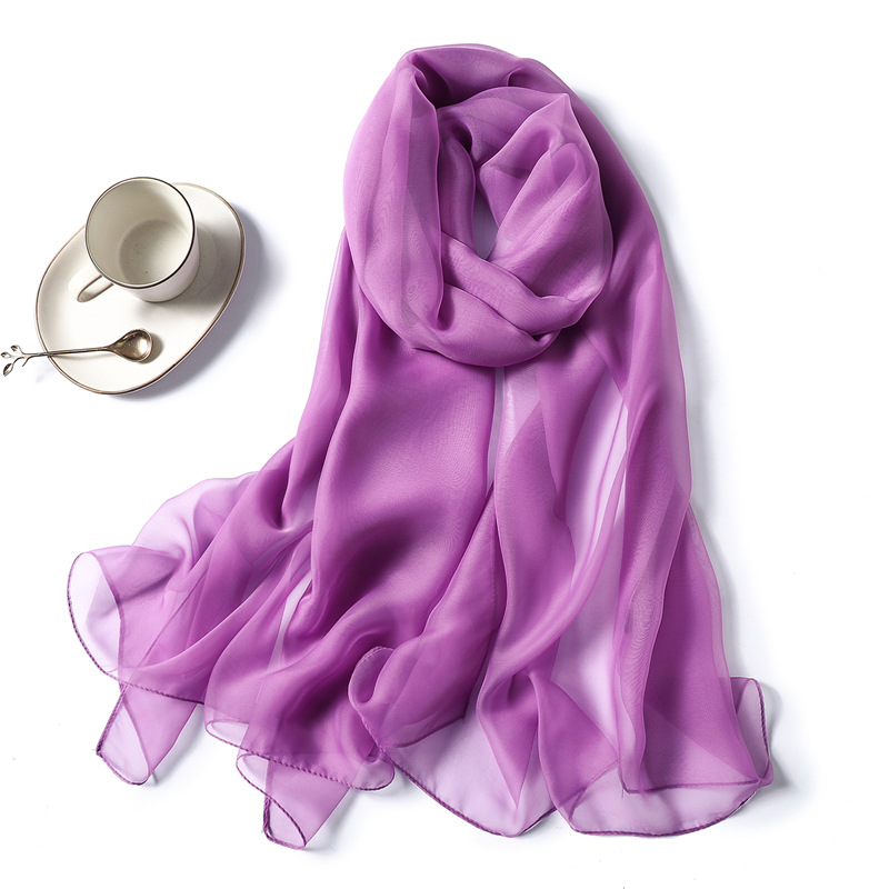 K1237 New pure color versatile soft yarn scarf female imitation silk Korean silk scarf female summer sunscreen shawl imitation beach towel