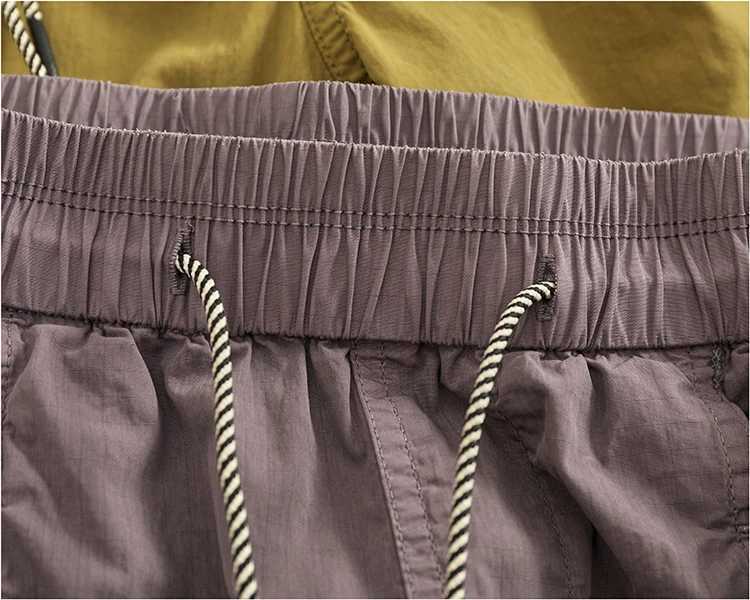 Summer New All-in-One Pocket Cargo Shorts Mens Patchwork Quick Dry Breathable Loose Straight Mid-Leg Trousers W250705