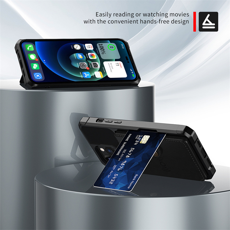 Suitable for New iPhone 14 Pro Car Mount Magnetic Card Holder Phone Case IP14 Plus Shockproof Protective Cover ddmythur