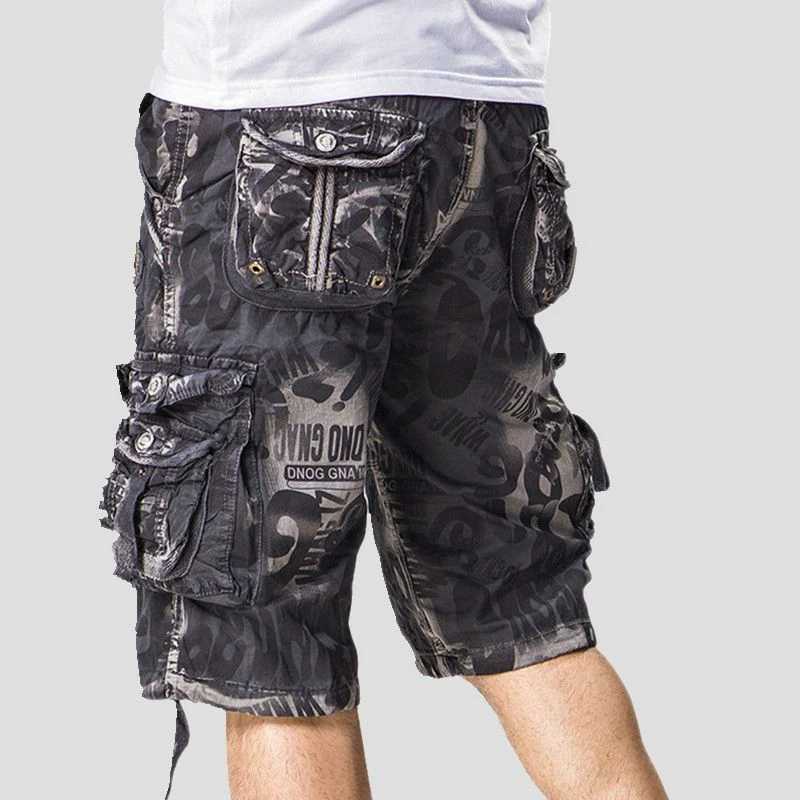 COLDKER Cargo Shorts for Men Multiple Pockets Hiking Mens Cargo Shorts Camo Male Bermuda Short Pants Daily Wear W250705