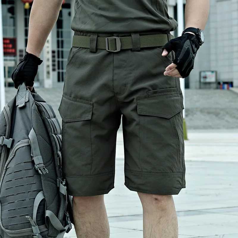 Mens Cargo Shorts Work Khaki With Pockets Male Short Pants Button Wide Clothes Summer Y2k Harajuku Loose Vintage Cotton W250705