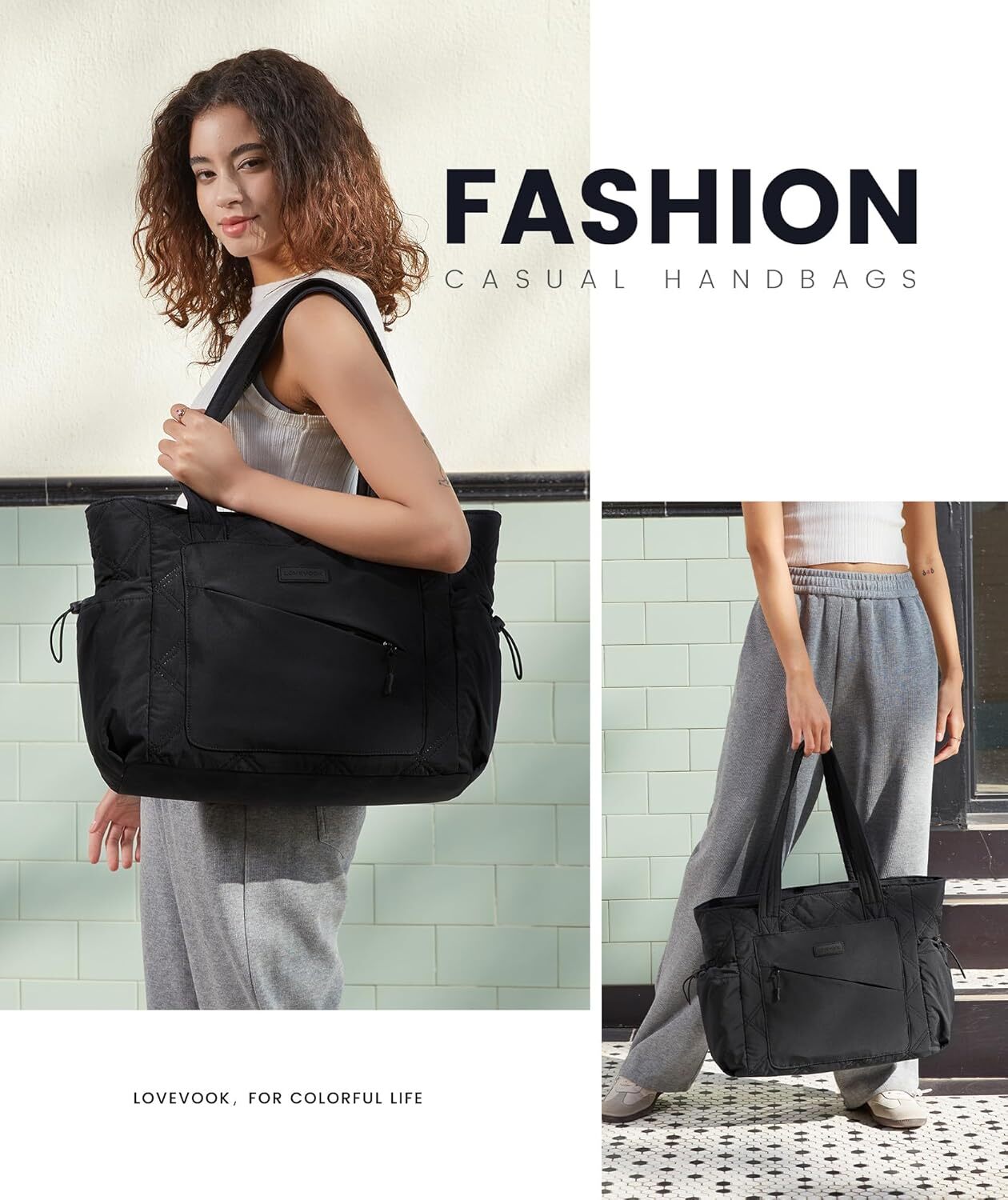 DHYMX designer bag Tote Women, Puffer Bag and designer bag Work Bags with Zipper for Travel, Daily, School, Quilted Nurse Shoulder, 2pcs