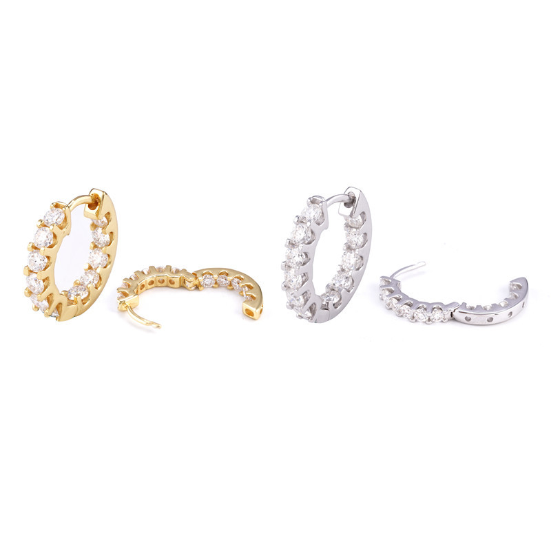 Fashion Women Tennis Earrings Luxury 925 Sterling Silver Jewelry 3MM VVS Moissanite Diamond Hoop Earrings for Engagement