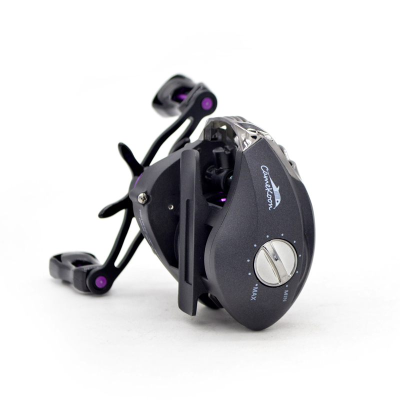 Low Profile Baitcasting Fishing Reel - Magnetic Braking System - Right Hand Retrieval - Weighs only 6.98 Ounces - Purple