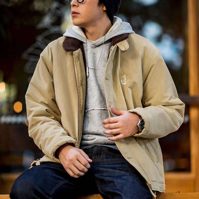 Maden Vintage N1 Deck Jackets For Men Autumn And Winter Windbreak Cardigan Coats Casual Padding Jacket Warm Thickened Parkas 250701