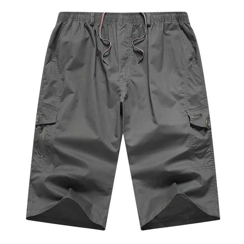 Mens Cargo Shorts 3/4 Below Knee Cotton Drawstring Running Shorts Outdoor Relaxed Fit Casual Sport Hiking Fishing Jogger Shorts W250705