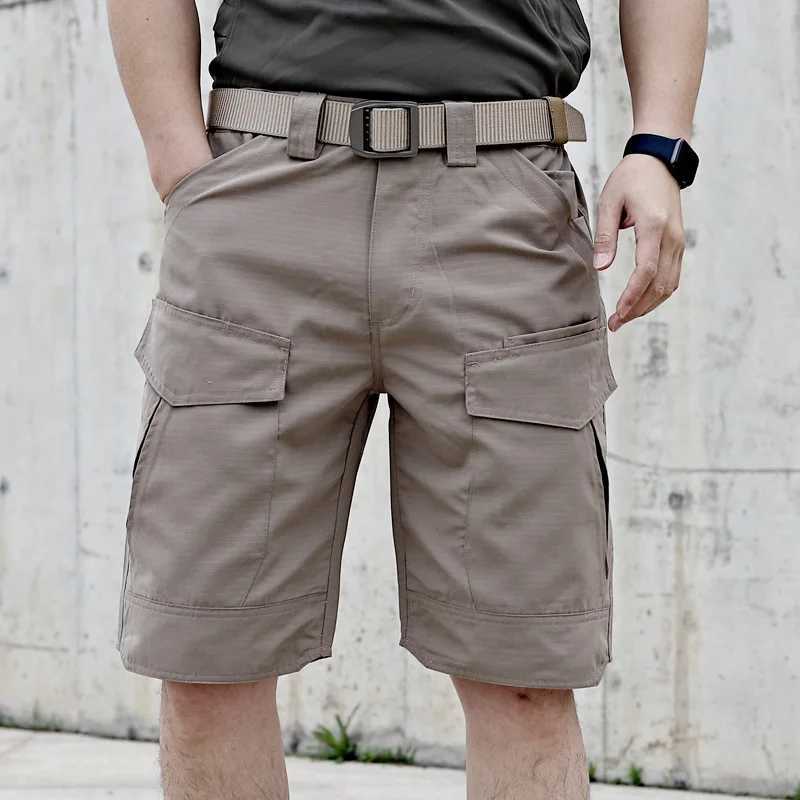 Mens Cargo Shorts Work Khaki With Pockets Male Short Pants Button Wide Clothes Summer Y2k Harajuku Loose Vintage Cotton W250705