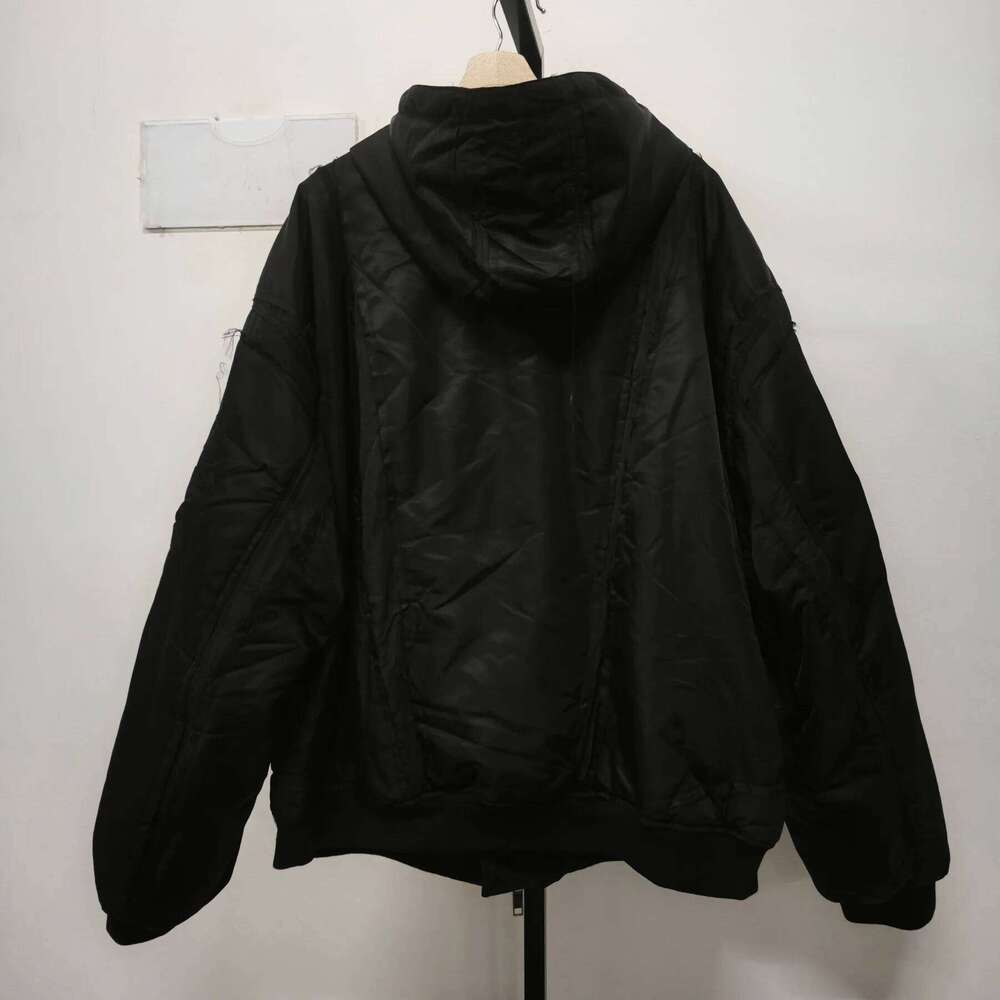 PFNW Winter New Black Cotton-Padded High Street Fashion Hooded Pocket Niche Design Cotton Jacket With Multiple Zippers 12C1161 250701 250701