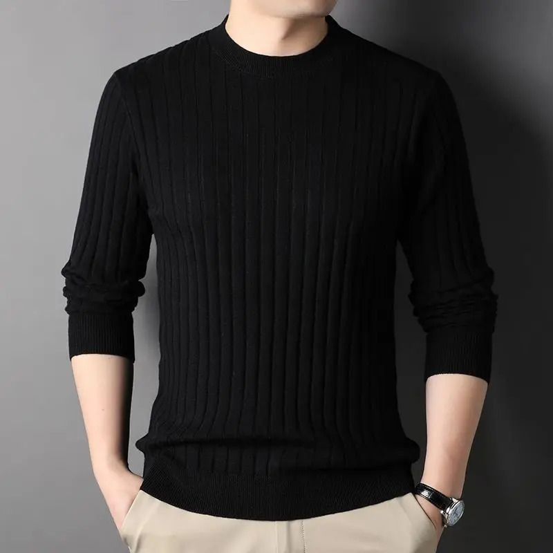 Autumn Winter Fashion V-neck Long Sleeve Pullovers Mens Clothing Thread Solid Knitting Casual All-match Simplicity Korean Tops 250704