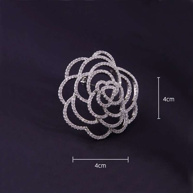DHCollections Luxury Hollow Out Rose Flower Brooch Pin Rhinestone Elegant High End Women Accessories Wholesale