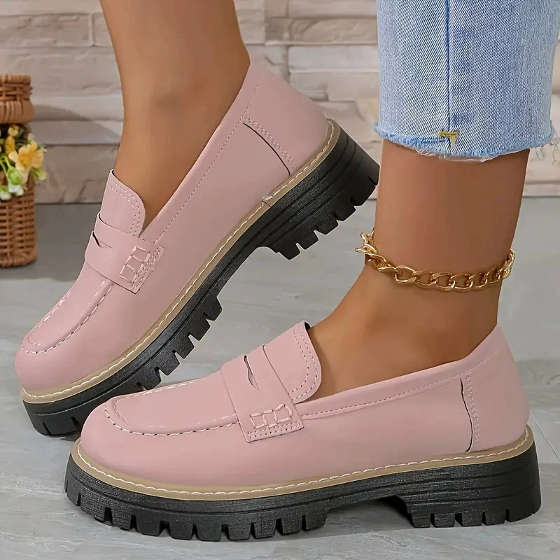 2025 New Loafers for Women British style Casual Shoes Pu Leather Slip-on Shoes