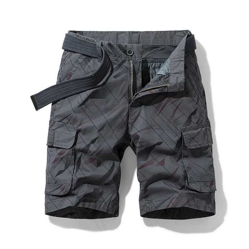 Mens Camouflage Cargo Shorts Red Summer Cotton Tactical 2022 Fashion Casual Multi-Pocket Short Pants Men Loose Army Military W250705