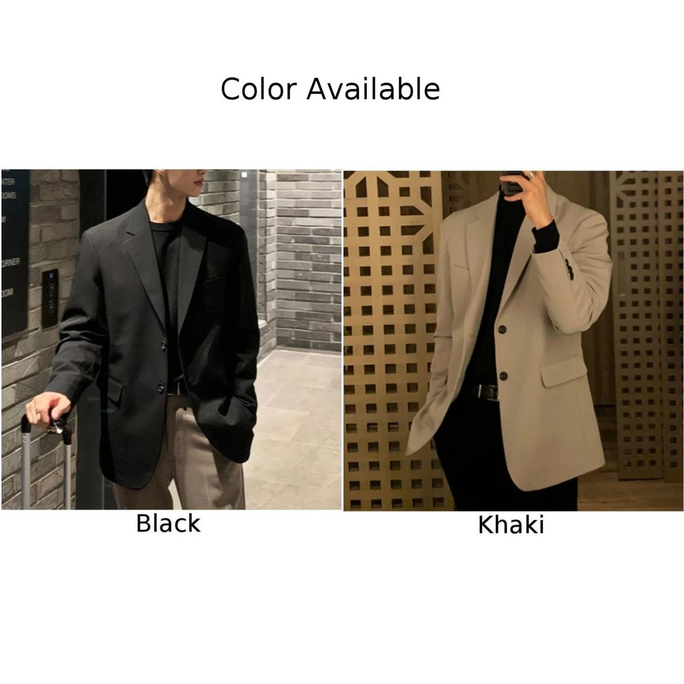 Mens Korean Casual Loose Solid Color Blazer Business Jackets Fashion Slim Fit Wedding Groom Streetwear Social Dress 250628