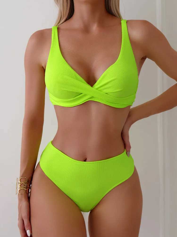 Sexy Bikini Set Womens Swimsuit 2025 Swimwear Woman Two-Piece Swimsuit Solid Bathing Suit Beach Swimming Suit Vacation Monokini XJ250624