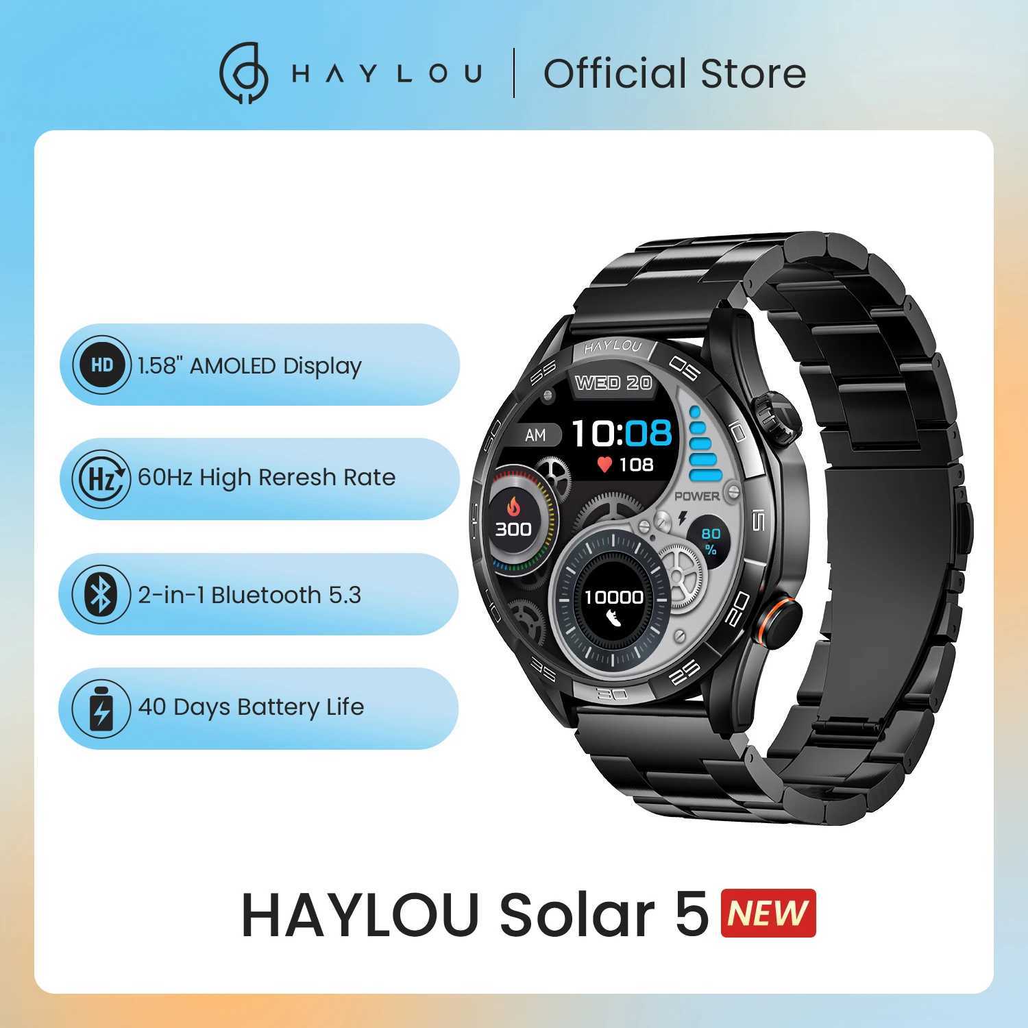 Haylou Solar 5 Voice Calling Smartwatch 1.58 AMOLED Display 60Hz Smart Watch 24H Health Monitoring Sports Smartwatch for Men XJ250705