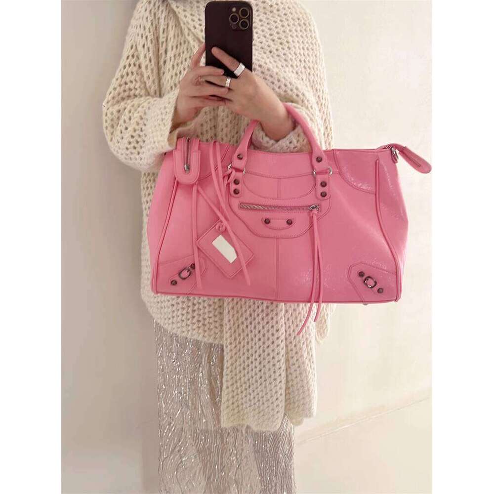 Stylish Pink Motorbike-Inspired Womens Everyday Backpack - Faux Leather Casual Carry-On Pack