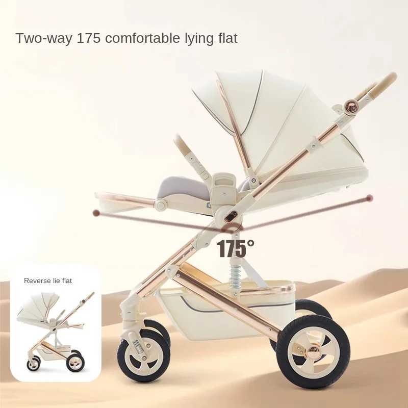 Baby Stroller Can Sit and Lie Down Lightweight Folding High Landscape Four-wheel Swivel Wide Space Baby Newborn Stroller z250705