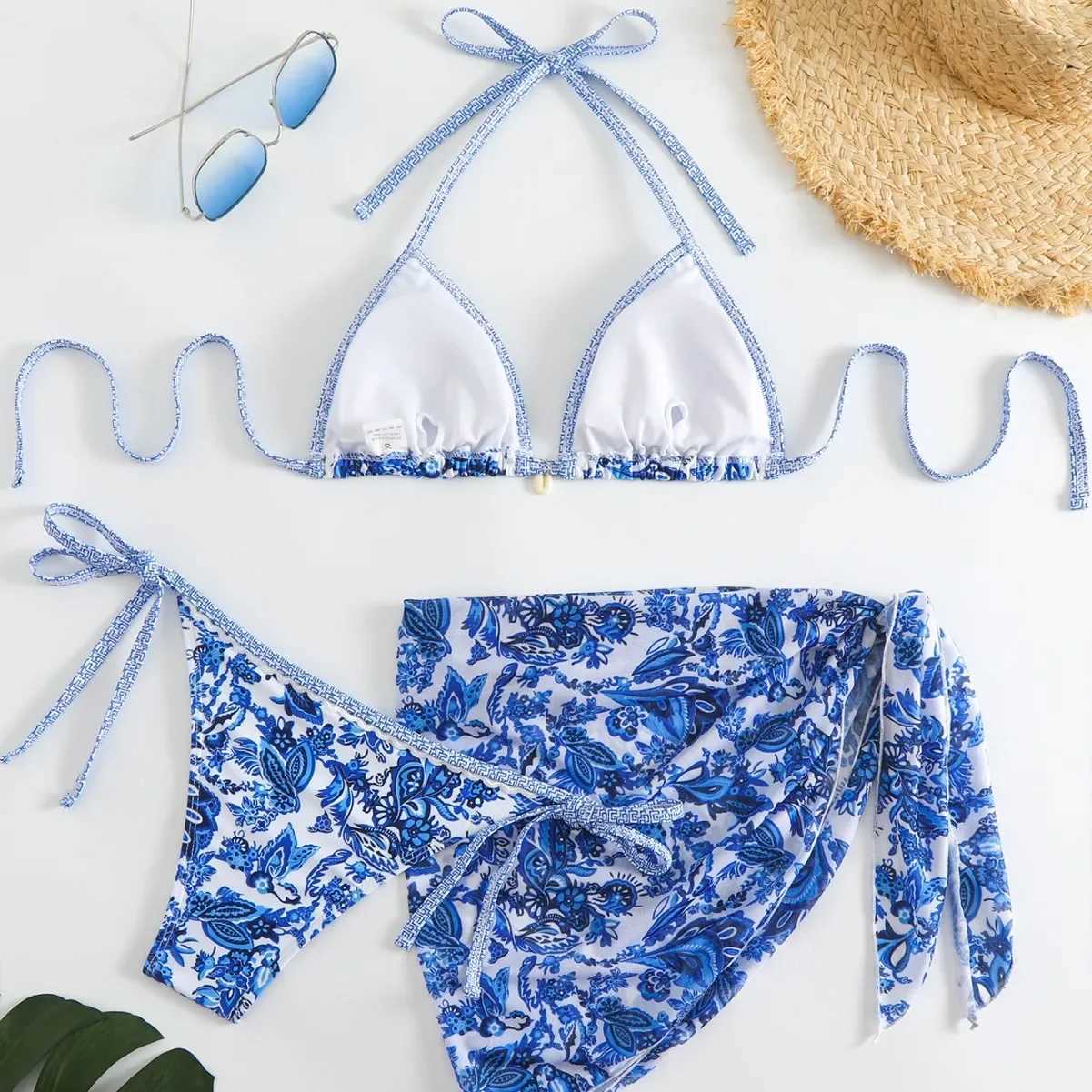 Sexy Bikini Swimwear Print Triangle Cup Separate Design Cross-Border New Model Sportswear And Accessories from Mainland China XJ250624