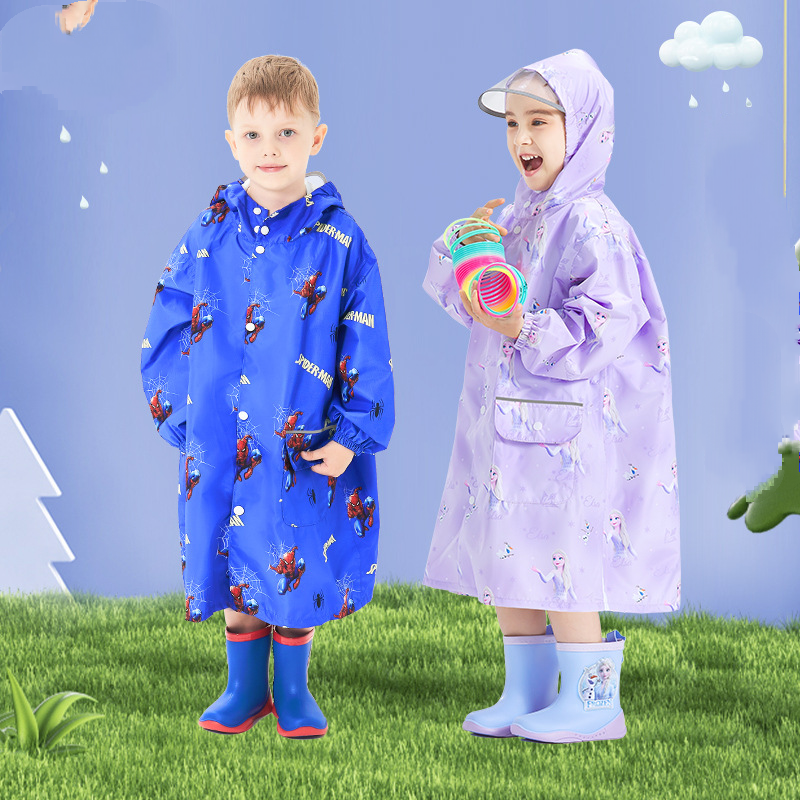 Disney boys and girls raincoat children's raincoat PU adhesive Elsa girl baby student raincoat little girl raincoat wind and rain comfortable sof