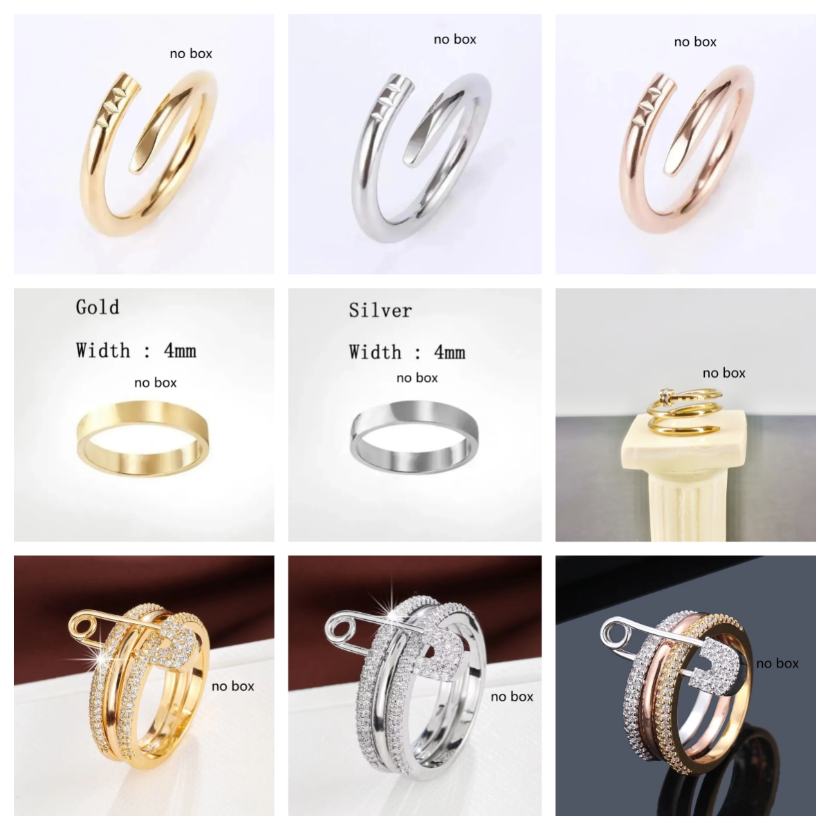 Luxury jewelry designer ring titanium steel non fading love ring for women bangle silver rose gold ring