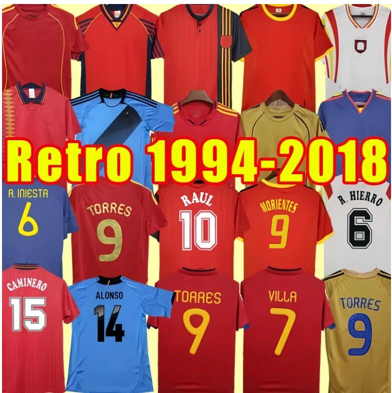 2010 2012 Spain retro soccer Jerseys 94 96 98 1996 1998 Camiseta de futbol RAUL XAVI Hierro LUIS ENRIQUE ALONSO Caminero Iniesta PUYOL PIQUE TORRES Guardiola