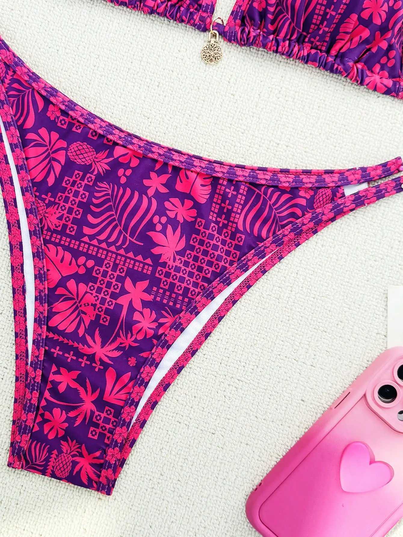 Summer Purple Red Mature Beautiful Bikini Set Suitable for Women to Take Photos by the Sea XJ250624