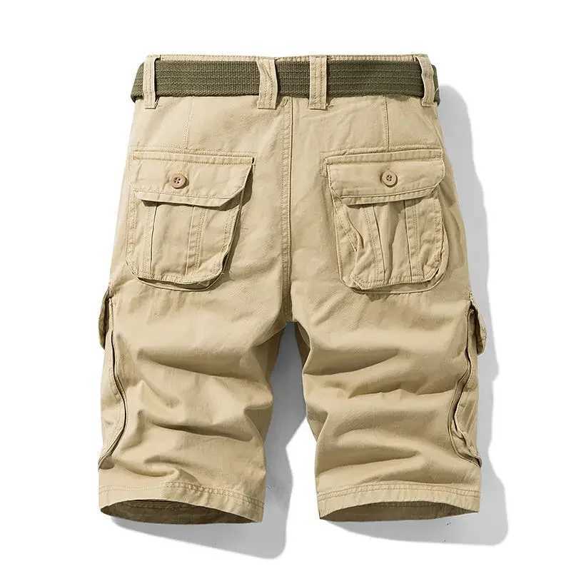 Mens Cargo Shorts Loose Wide Male Short Pants Solid Baggy Black Multi Pocket 2025 Fashion Popular Clothes Summer New in Nylon W250705