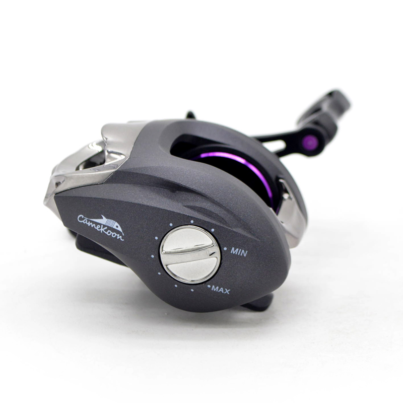 Low Profile Baitcasting Fishing Reel - Magnetic Braking System - Right Hand Retrieval - Weighs only 6.98 Ounces - Purple