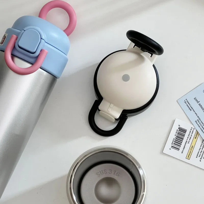 500ml Thermos Water Bottle Tumbler Kawaii 316 Stainless Steel Insulated With Handle Straw Coffee Tea Juice Portable Thermal Cup 250704 W260226