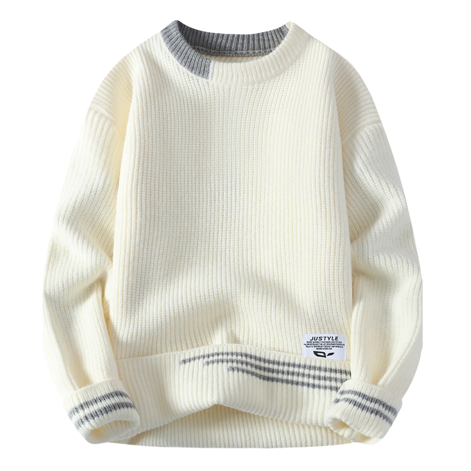 Men Retro Color Collision Twist Sweater Loose Fit Round Neck Knit Jumper Pullover Autumn Winter Casual 4 Colors Knitted Sweaters 250704