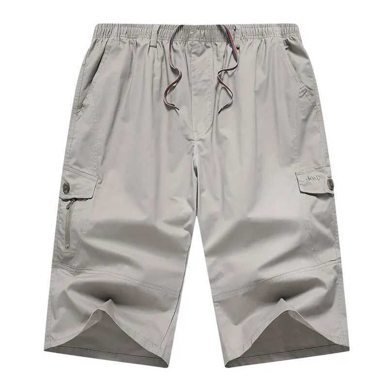 Mens Cargo Shorts 3/4 Below Knee Cotton Drawstring Running Shorts Outdoor Relaxed Fit Casual Sport Hiking Fishing Jogger Shorts W250705