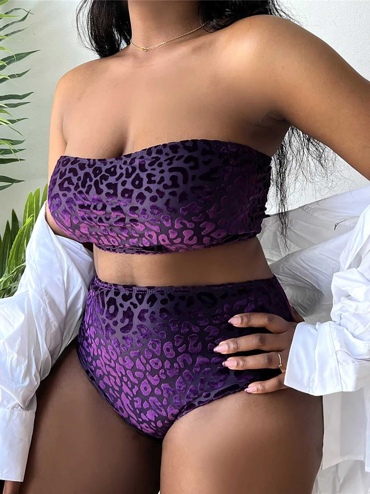 0XL - 4XL New Leopard Bikini Plus Size Large Size Swimwear Women Swimsuit Female Two-pieces Bikini set Bather Bathing Suit K3977 XJ250624