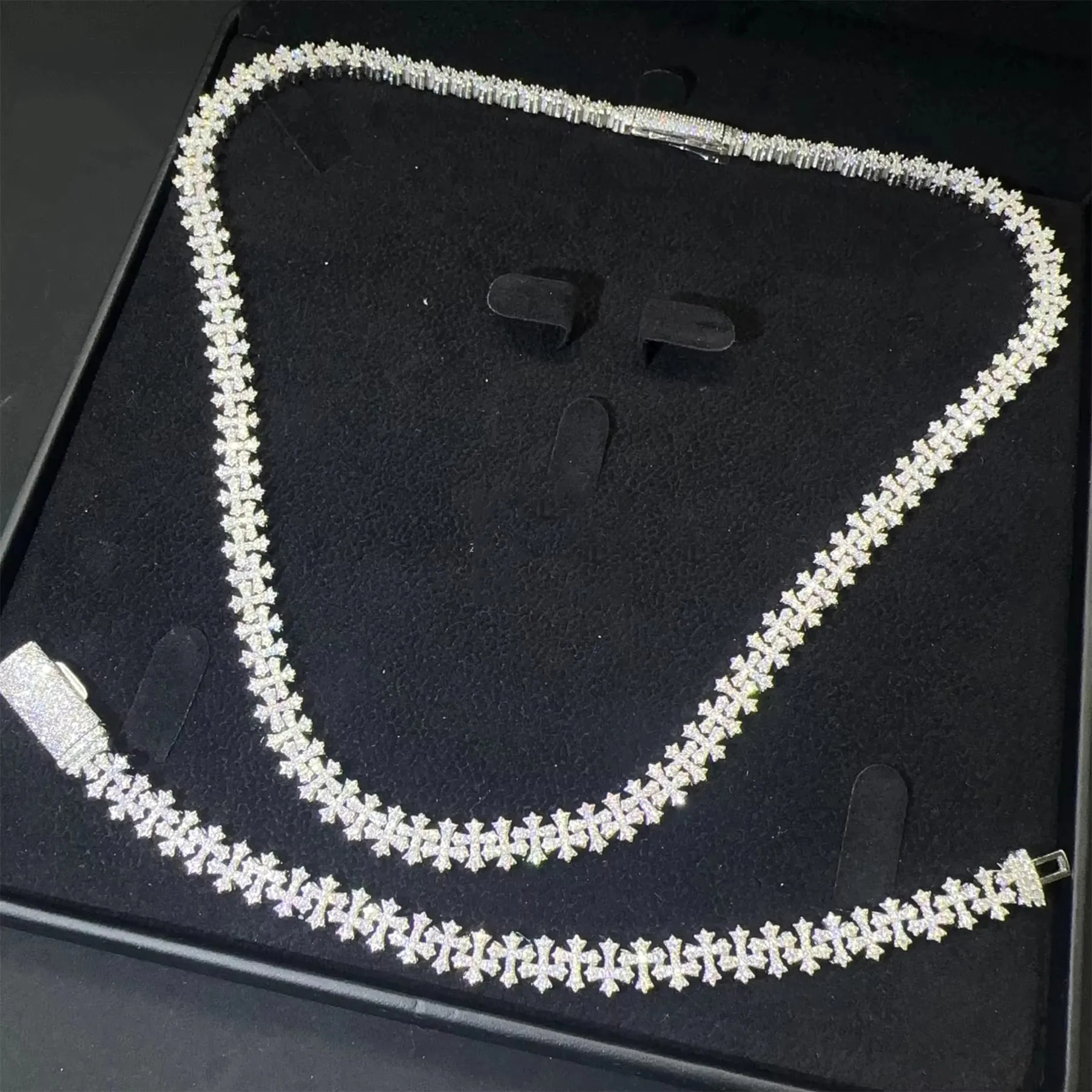 Hot Sell Moissanite Tennis Bracelet Fine Jewelry 925 Silver Unisex Cross Bracelet Hip Hop Mens Jewelry