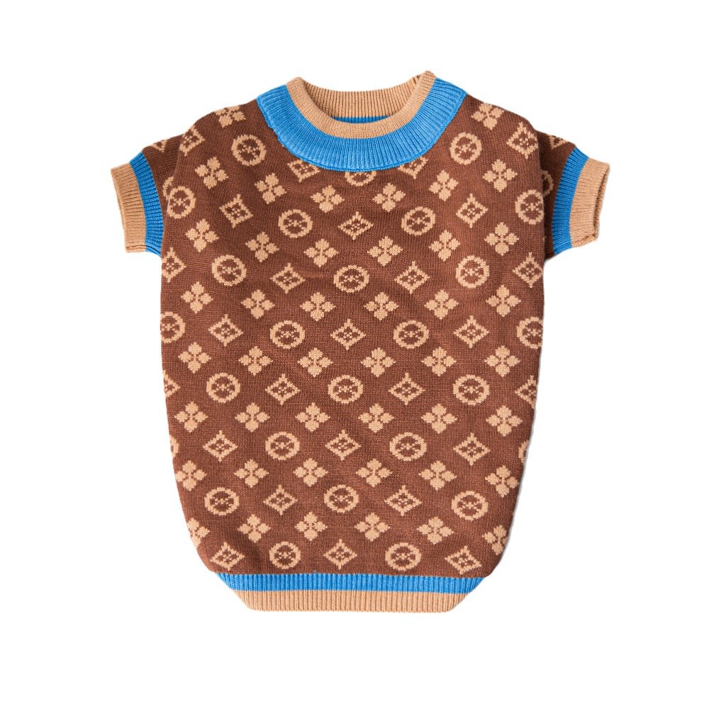 Dog Sweaters for Small Medium Dogs Fall Classic Knitted Flower Pattern Puppy Holiday Winter Coat Clothes for Female Girl Male Boy Warm Brown XXL Y262