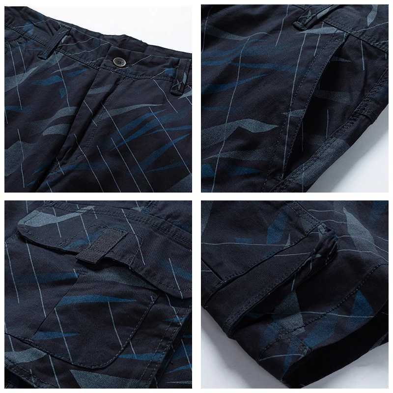 Mens Camouflage Cargo Shorts Red Summer Cotton Tactical 2022 Fashion Casual Multi-Pocket Short Pants Men Loose Army Military W250705