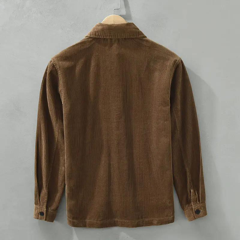 Japanese Retro Corduroy Long-sleeved Shirt Men Autumn Jacket American Workwear Casual Cardigan 250704
