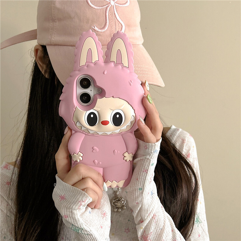 Cartoon 3D Labubu iPhone 14/13 Compatible 11 Apple 16/15 Pro Max Phone Case 12 Shockproof Cover ddmythur