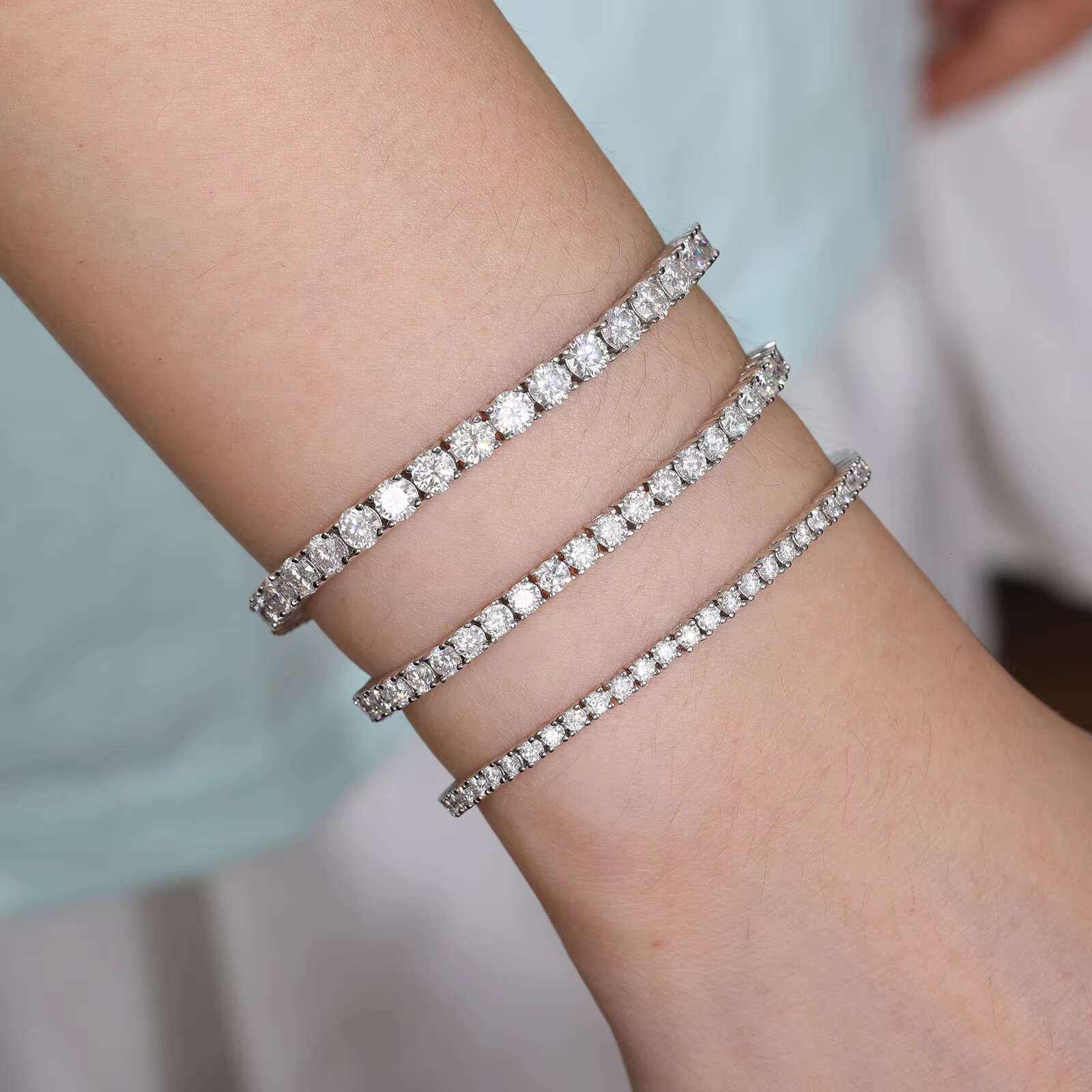 Adjustable Slider 925 Sterling Silver VVS Moissanite Tennis Bracelet Luxury Jewelry Fashion Wedding Gift High Quality