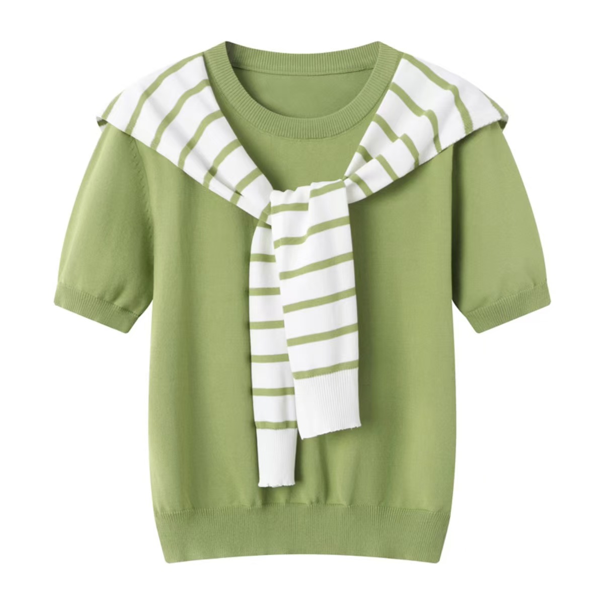T1138 new spring and autumn knitted striped shawl outerwear thin women's summer