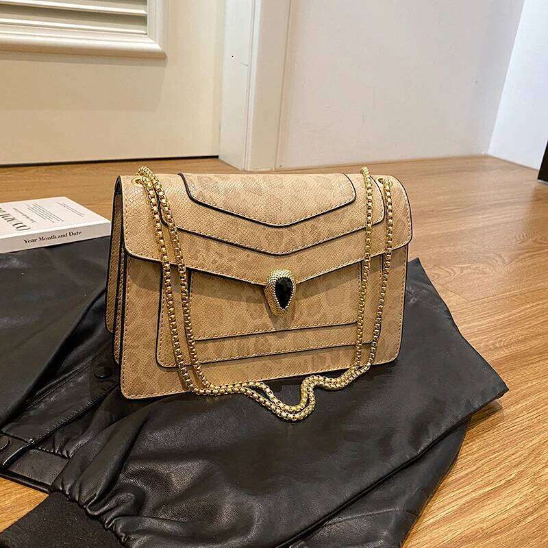 Women's Small Square Design Crocodile Leather Shoulder Gem Buckle Flap Crossbody Bag Evening Chain Handbag - view 3