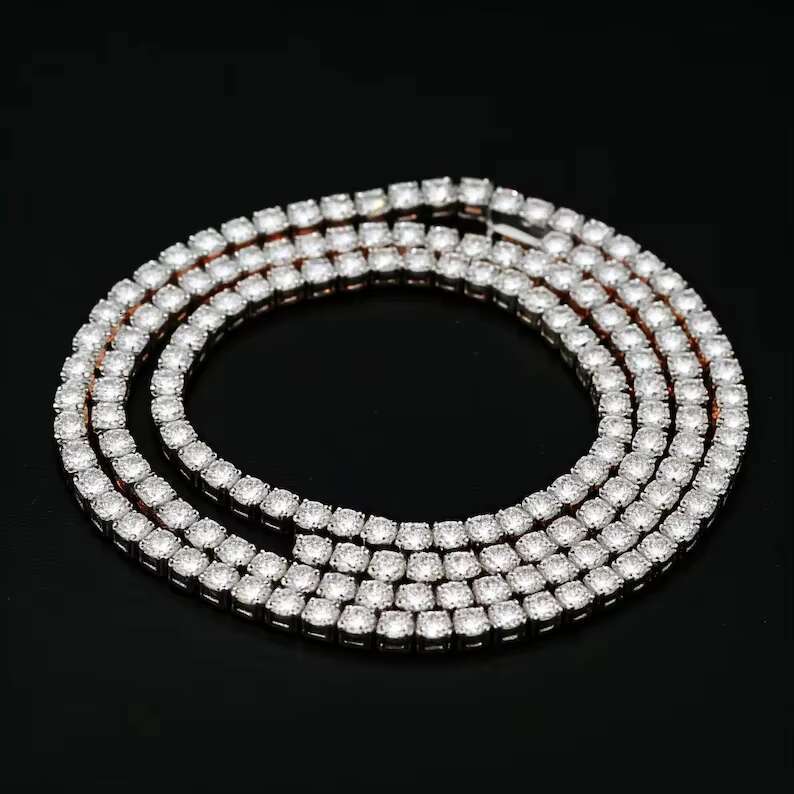 Wholesale Price 5mm Moissanite Tennis Chain Necklace 925 Sterling Silver Necklace Tennis Chain VVS Pass Diamond Tester