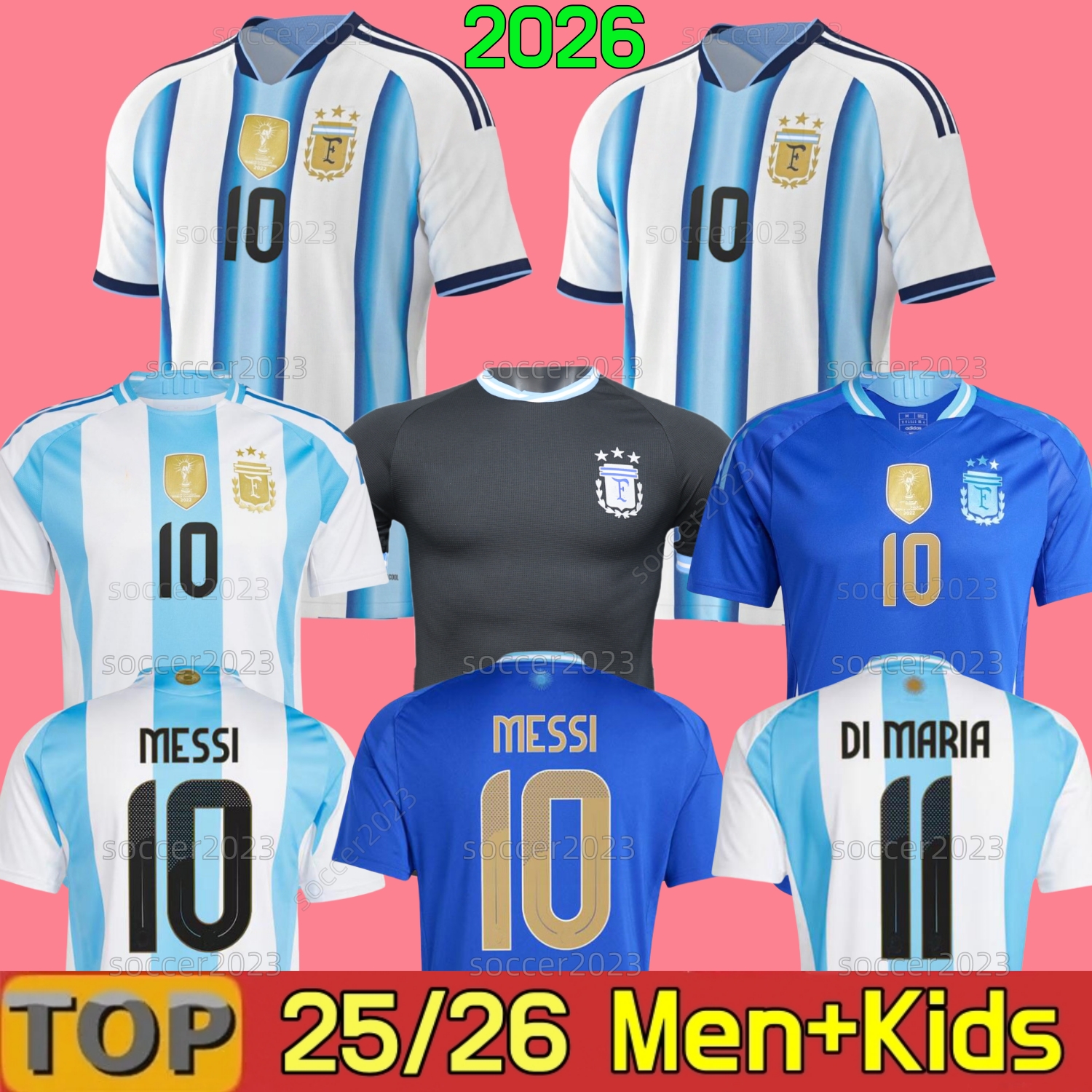 Argentina 2026 World Cup Home Soccer Jerseys MESSIS 50th 2024 3 Star Fans Player Version MAC ALLISTER DYBALA DI MARIA MARTINEZ DE PAUL Men Kids kit Football Shirts 16-28