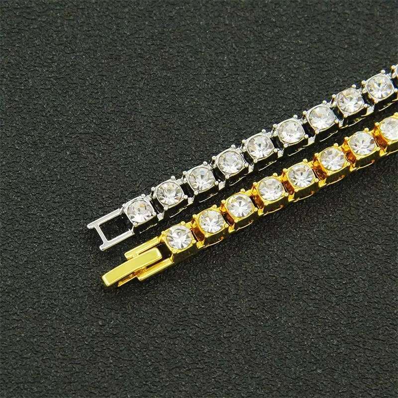 Factory Stock Hip Hop 3mm 4mm 5mm Alloy and CZ Rhinestone Iced Out Single Row Tennis Chain Necklace