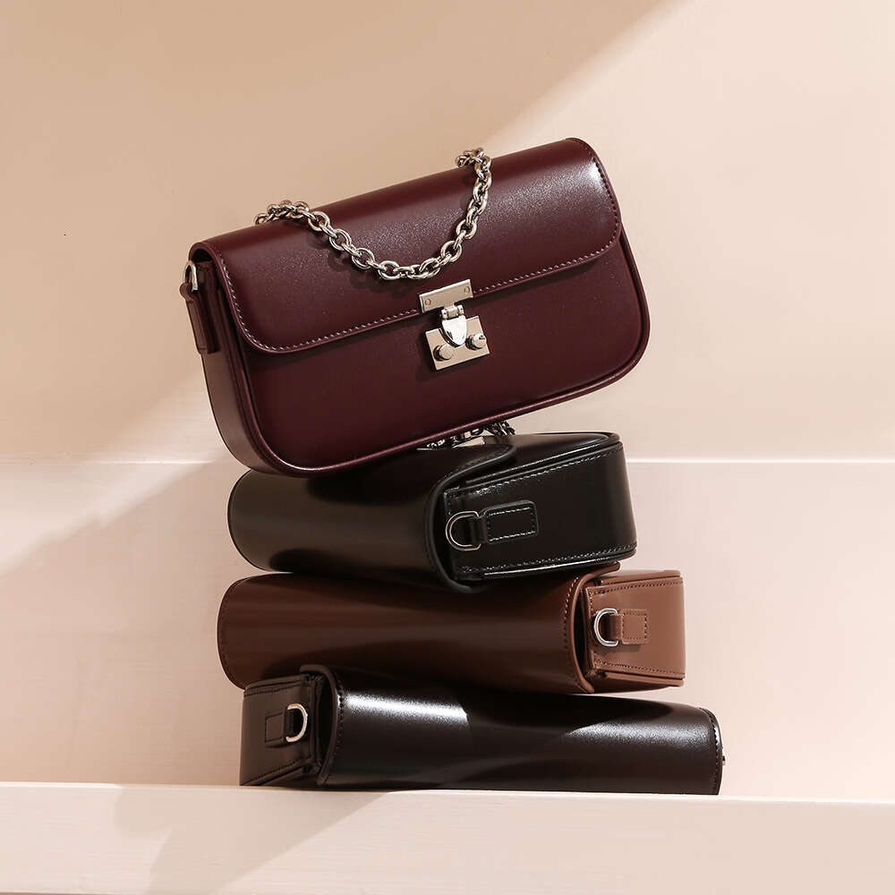 Luxury designer's high-end small square-headed cowhide shoulder bag