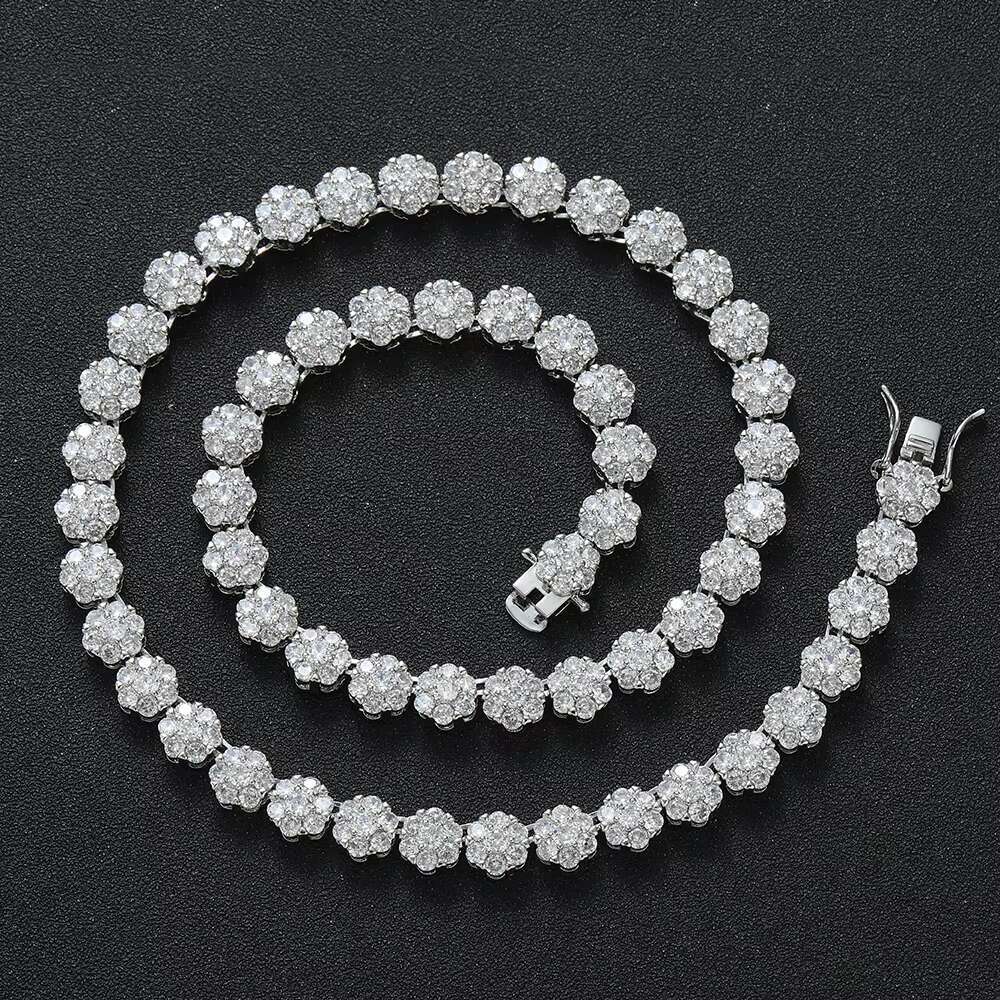 BC236 8MM Women Flower Shape Tennis Chain Brass CZ Necklace for Gift