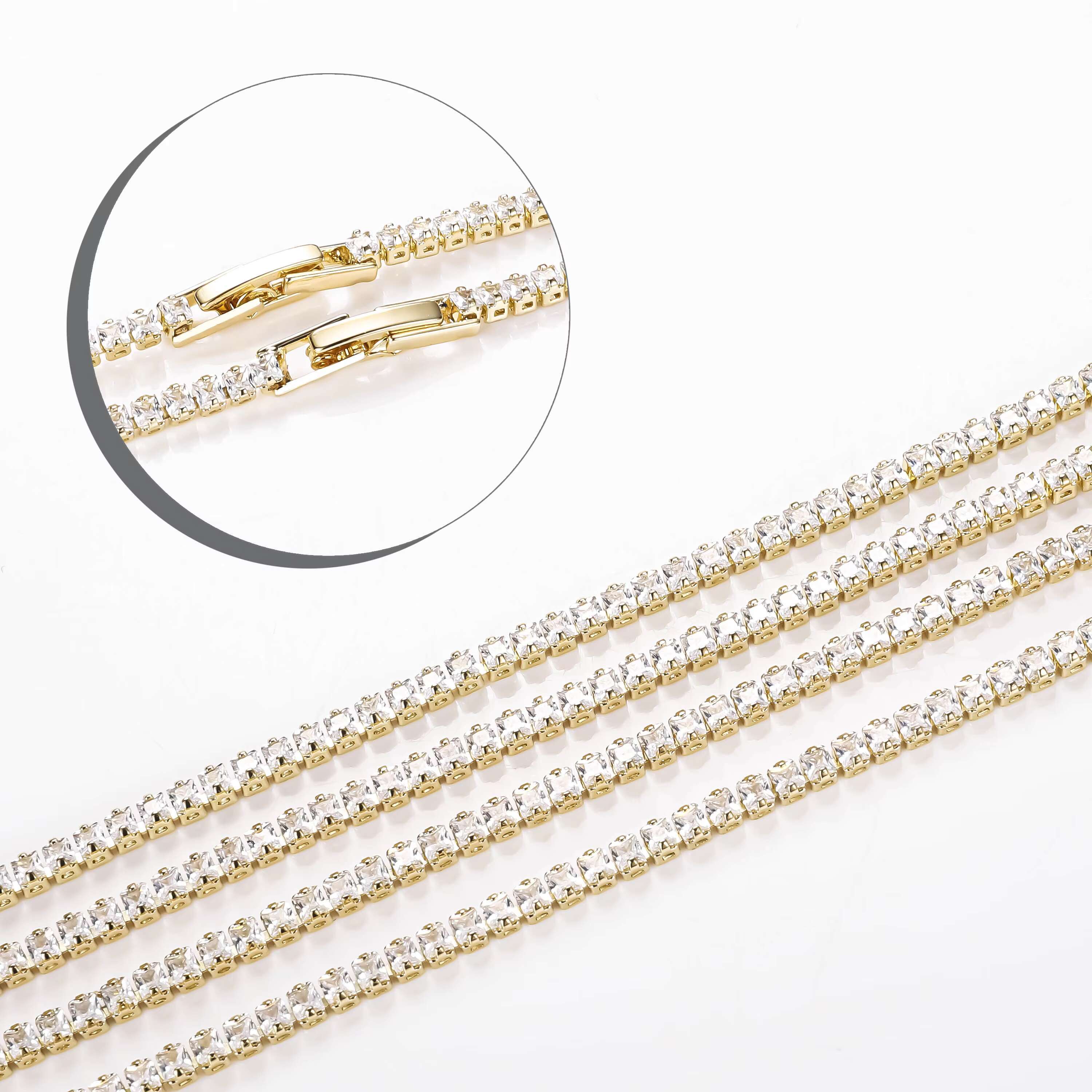 New Style Versatile Trendy Summer Chain High Quality Shiny Zircon Hypoallergenic 14 k Gold Plated Tennis Chain