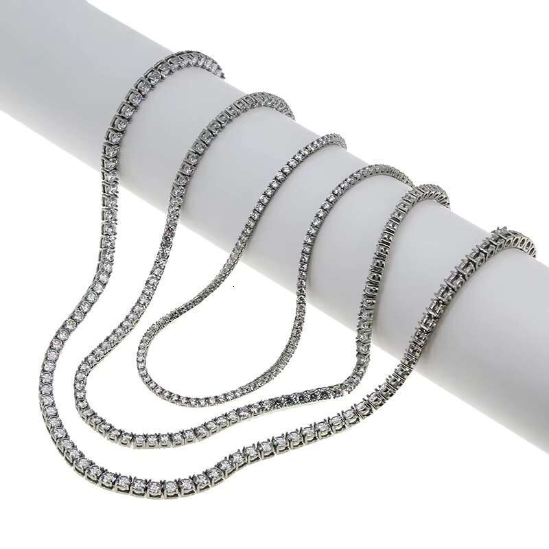 Top Grade 316L Titanium Steel Tennis Necklace 3mm-5mm Full Diamond Necklace Luxury Zircon Chain Men Necklace