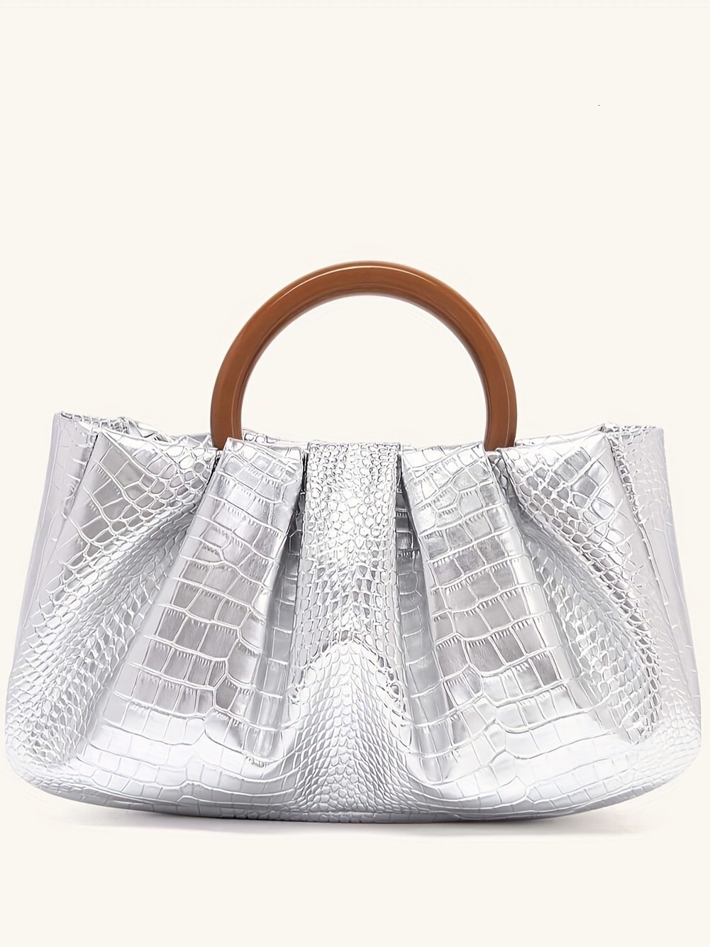 Cross trend border new fashionable armpit bag crocodile pattern large capacity shoulder bag designer bag trend solid color wood grain handbag